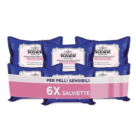 Acqua alle Rose, Salviettine Micellari Stuccanti Sensitive, Salviette Struccanti per Viso e Occhi, 6 Pezzi da 170g