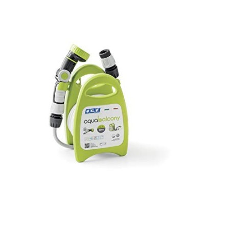 GF Garden, Aquabalcony, Avvolgitubo Leggero da Giardino con 10 Metri di Tubo e Accessori per l’Irrigazione, per Annaffiare Vas