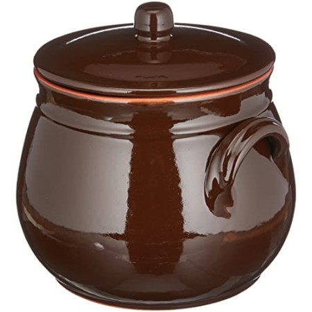 Colì Maioliche e Terrecotte dal 1650 Brunella Pentola Bombata con Coperchio, Ceramica, Marrone, 16 cm