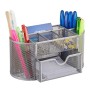 Relaxdays 10022482_55 Organizer da Scrivania Ufficio, con Portapenne & Cassetto, Metallo, HxLxP: 10,5x22x11cm, Argentato