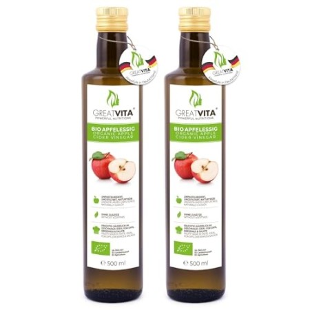 MeaVita Aceto di Sidro di Mele Biologico Meavita, Naturalmente Torbido e Non Filtrato con Aceto di Noce, Confezione da 2 (2 X 50