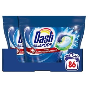Dash Pods Allin1 Detersivo Lavatrice in Capsule Igienizzante, Maxi Formato da 43 x 2 Pezzi, 86 Lavaggi