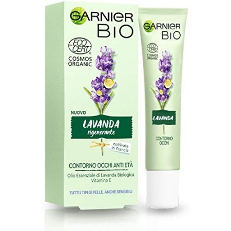 Garnier Bio Crema Controrno Occhi Lavanda Rigenerante, Contorno Occhi Anti-età, Formula alla Lavanda, 15 ml
