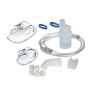 Curaneb Kit ricambi universale per aerosol a pistone composto da Ampolla, mascherina adulti e pediatrica, tubo di collegamento, 