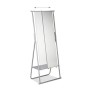 Relaxdays 10022580 Appendiabiti Metallo con Specchio Intero Asta Attaccapanni & Ripiano HLP 156,5x64,5x39 cm, Argento