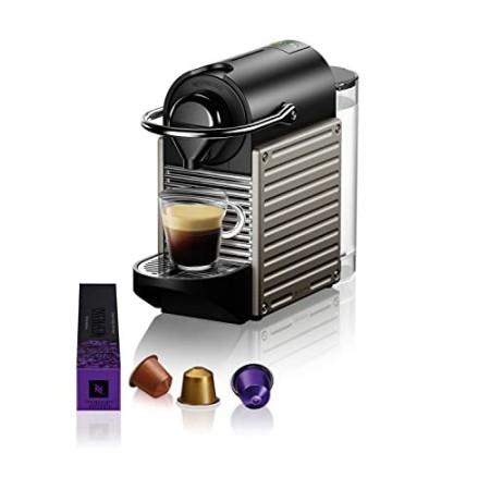 Krups Nespresso XN304TK Pixie - Macchina per caffè Espresso, Ricette Programmabili, 1260 W, Titan, 0.7 Litri
