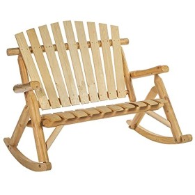 Outsunny Panchina Panca a Dondolo da Giardino a 2 Posti in Legno 114 × 96 × 98cm