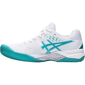 ASICS Gel-Challenger 12 Clay, Scarpe da Tennis Donna, White/Techno Cyan, 39.5 EU
