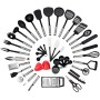NEXGADGET Set di Utensili da Cucina in Acciaio Inox e Nylon 42 Pezzi Incluso Cucchiaio Spatola Pinze Forcella Mestolo Apribottig