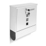 Relaxdays 10018448 Cassetta Postale in Acciaio Inox con Supporto Giornale e Finestrelle Trasparenti, Argento, 8.5x30x33.5 cm
