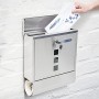 Relaxdays 10018448 Cassetta Postale in Acciaio Inox con Supporto Giornale e Finestrelle Trasparenti, Argento, 8.5x30x33.5 cm