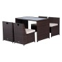 Outsunny Set Mobili da Giardino in Rattan 5pz Tavolo Pranzo 4 Sedie con Cuscini
