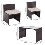Outsunny Set Mobili da Giardino in Rattan 5pz Tavolo Pranzo 4 Sedie con Cuscini