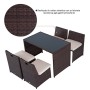 Outsunny Set Mobili da Giardino in Rattan 5pz Tavolo Pranzo 4 Sedie con Cuscini