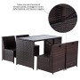 Outsunny Set Mobili da Giardino in Rattan 5pz Tavolo Pranzo 4 Sedie con Cuscini