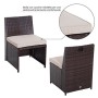 Outsunny Set Mobili da Giardino in Rattan 5pz Tavolo Pranzo 4 Sedie con Cuscini