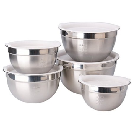 Juning Ciotola in Acciaio Inox Set di 5, Acciaio Inox Tazze di miscelazione con coperchi, Cucina di casa in Forma, Hotel, Ristor