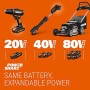 Worx WG252E - Tagliasiepi telescopico a batteria da 20 V, 2,0 Ah, PowerShare, con batteria, caricatore rapido e tracolla
