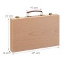 Relaxdays Naturale Valigetta con Kit da Pittura e Disegno Set da 56 Pezzi, Matite Gomma Temperino Colori ad Olio, Legno, 27 x 37