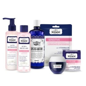 Acqua alle Rose, Kit Skin Care Routine Sensitive, Cofanetto di Bellezza Per La Pelle Sensibile con Acqua Micellare, Tonico, Disc