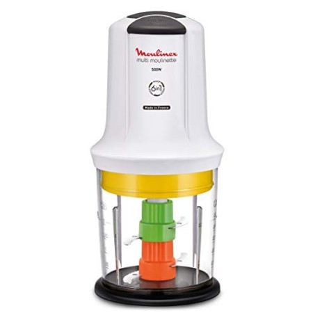 Moulinex Multimoulinette Multi Moulinette 6-in-1, 500 W, 0.5 Litri, di plastica, 2 velocità, Bianco
