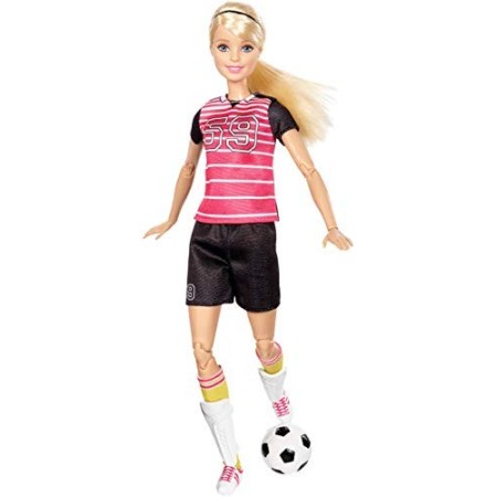 Barbie Bambola Calciatrice, con 22 Punti Snodabili per Infiniti Movimenti, Giocattolo per Bambini 3 + Anni, DVF69