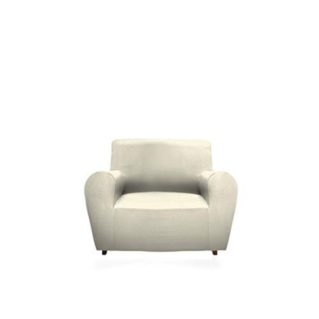 GEMITEX Magico COPRIPOLTRONA in Tessuto Tinta Unita ED Elasticizzato, Polyester, Panna, POLTRONA CON SCHIENALE FINO A 120 CM