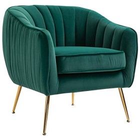 homcom Poltrona da Salotto Imbottita con Braccioli e Schienale, Design Moderno, Gambe in Metallo (71x72x73 cm) Verde