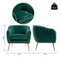 homcom Poltrona da Salotto Imbottita con Braccioli e Schienale, Design Moderno, Gambe in Metallo (71x72x73 cm) Verde
