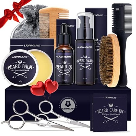Kit Barba per Uomo Regalo di San Valentino Lionmane con Sacca Viaggio