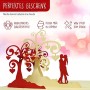 LIN Biglietto Pop Up 3D per matrimonio, invito di nozze, San Valentino, biglietti di auguri, motivo: coppia che si bacia/alberi 