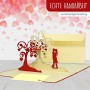 LIN Biglietto Pop Up 3D per matrimonio, invito di nozze, San Valentino, biglietti di auguri, motivo: coppia che si bacia/alberi 