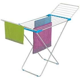 Casabriko 43912 Stendibiancheria a Cavalletto con Ali, Alluminio Anodizzato/Acciaio, Azzurro/Fucsia, 55x6x131 cm