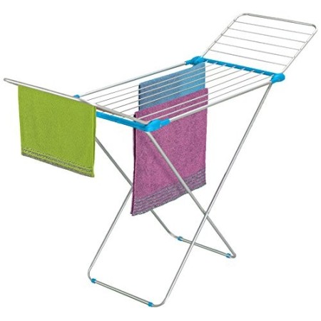 Casabriko 43912 Stendibiancheria a Cavalletto con Ali, Alluminio Anodizzato/Acciaio, Azzurro/Fucsia, 55x6x131 cm