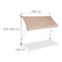 Relaxdays, Beige Tenda da Sole, Protezione per Il Balcone, Regolabile, Senza Forare, a Manovella, 250 cm di Larghezza, 250 x 120