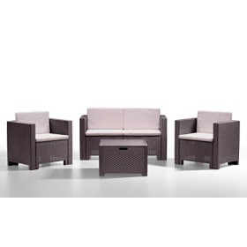 Bica 9017.4 Set Salottino Colorado 4 Posti 119x64x57 cm, Marrone, 279x155x64 cm