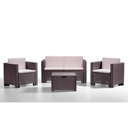 Bica 9017.4 Set Salottino Colorado 4 Posti 119x64x57 cm, Marrone, 279x155x64 cm