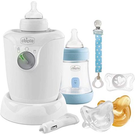 Chicco Perfect 5 Starter Set Allattamento, Bimbo, Biberon Anticolica, Clip, Scaldabiberon, Gommotti, Azzurro