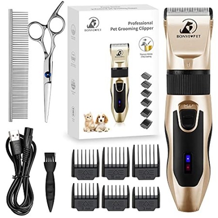 Tosatrice Cani Gatti, Bonve Pet Tosatore Clipper Ricaricabile Professionale per Cani Gatti Animali, Rumore inferiore a 50 db, Ba