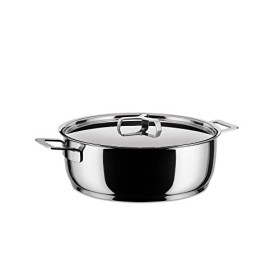 Alessi AJM102/28 Pots&Pans Casseruola Bassa a Due Manici in Acciaio Inossidabile 18/10 Lucido