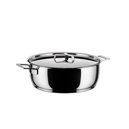 Alessi AJM102/28 Pots&Pans Casseruola Bassa a Due Manici in Acciaio Inossidabile 18/10 Lucido