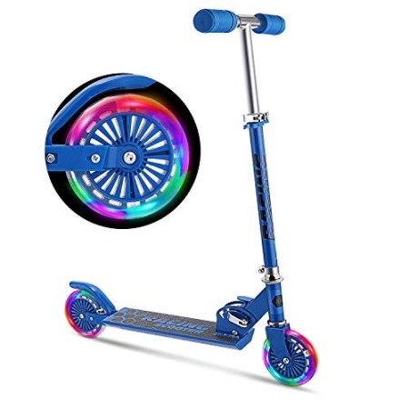 Hikole Monopattino per bambini con ruote con luce LED, monopattino regolabile in altezza per bambini e bambine, freno a parafang