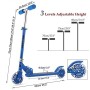 Hikole Monopattino per bambini con ruote con luce LED, monopattino regolabile in altezza per bambini e bambine, freno a parafang