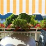 Relaxdays Tenda da Sole, Protezione per Il Balcone, Regolabile, Senza Forare, a Manovella, Larga 150 cm, a Righe Gialle, Bianco,