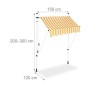 Relaxdays Tenda da Sole, Protezione per Il Balcone, Regolabile, Senza Forare, a Manovella, Larga 150 cm, a Righe Gialle, Bianco,