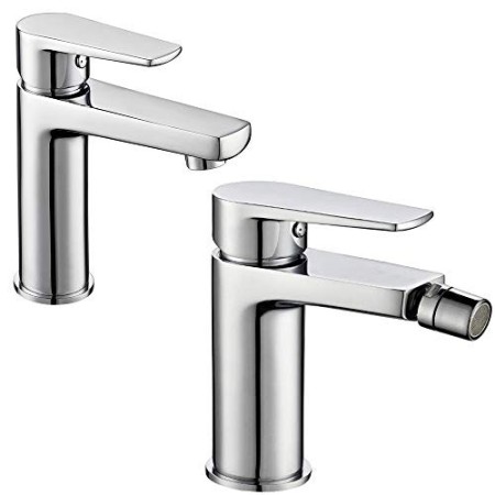 Miscelatore Rubinetto Bidet Cromato + Miscelatore Rubinetto Lavabo Cromato Bagno Casa