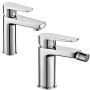 Miscelatore Rubinetto Bidet Cromato + Miscelatore Rubinetto Lavabo Cromato Bagno Casa