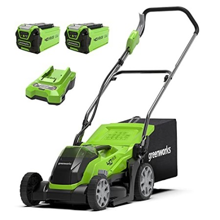 Greenworks Tools Tosaerba a Batteria G40LM35K2X Li-Ion 40 V Larghezza Taglio 35 cm fino 500 m² 2 in 1, Pacciamare Rasare 40 L C