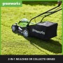 Greenworks Tools Tosaerba a Batteria G40LM35K2X Li-Ion 40 V Larghezza Taglio 35 cm fino 500 m² 2 in 1, Pacciamare Rasare 40 L C