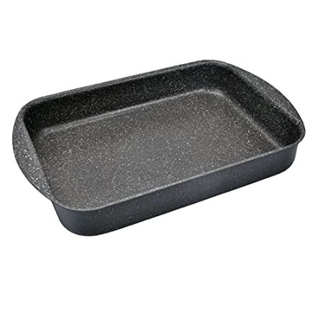 Moneta Etnea Lasagnera, Alluminio Antiaderente Effetto Pietra, Nero, 31 x 23 cm, 31x23 cm